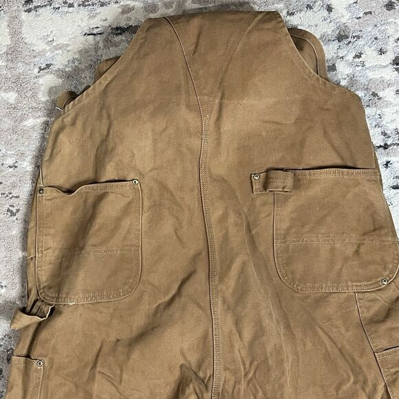Vintage Carhartt Bib Carpenter Overalls Mens 46x34 Brown Duck Double Knee USA - Picture 12 of 16